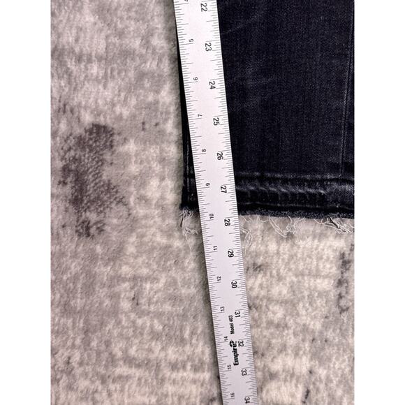 R13 Jeans 25 Womens Jenny Mid Rise Skinny Distressed Black Denim - Picture 5 of 8